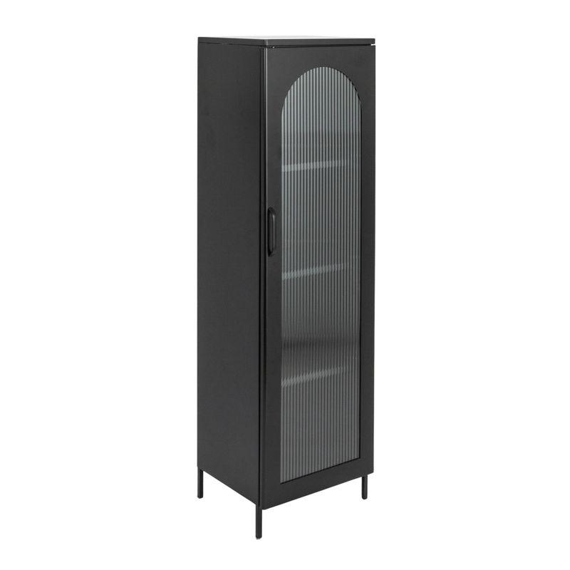 Storied Home Solstice Tall Accent Cabinet with 3 Shelves Black