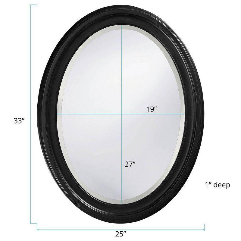 Matte Black Wood Oval Wall Mirror, 38" x 31"