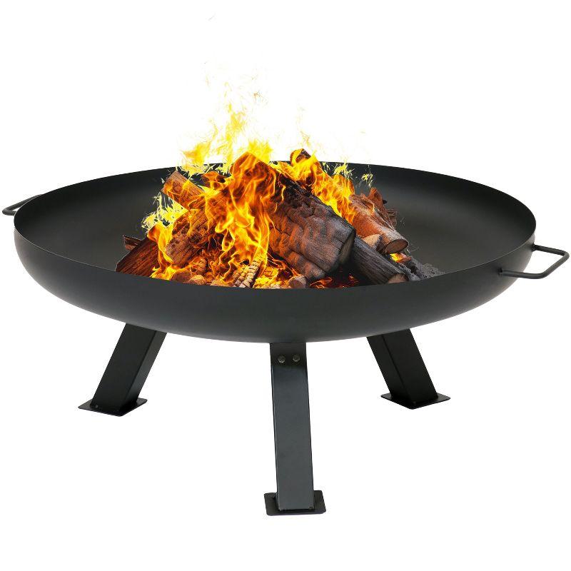 Rustic Black Steel Tripod Fire Pit Table with PVC Cover