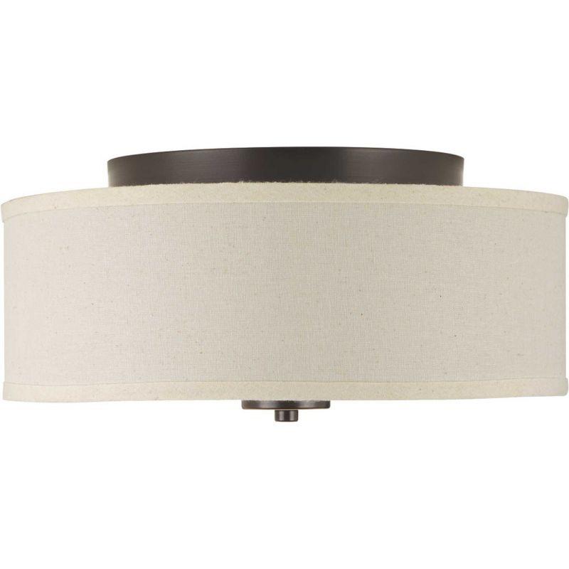 Progress Lighting Inspire 1-Light LED Flush Mount, Antique Bronze, Linen Shade