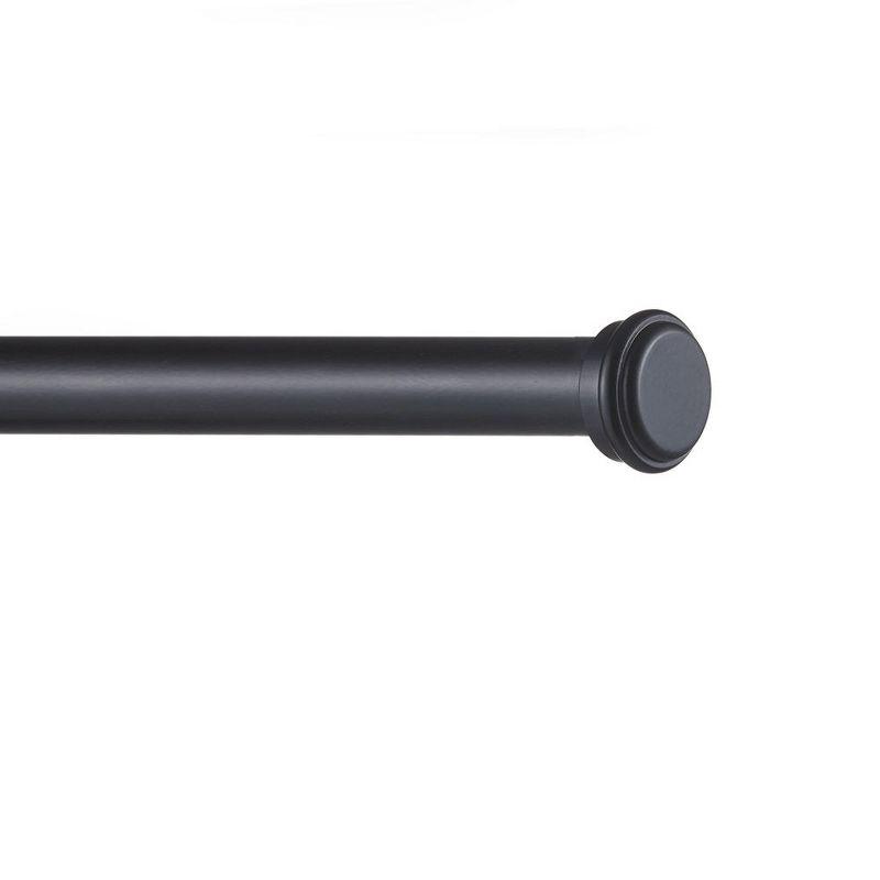 EXCLUSIVE HOME Topper 1" Curtain Rod and Coordinating Finial Set, Matte Black, Adjustable 66"-120"
