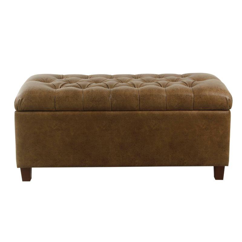 Ainsley Button Tufted Storage Bench Faux Leather - HomePop