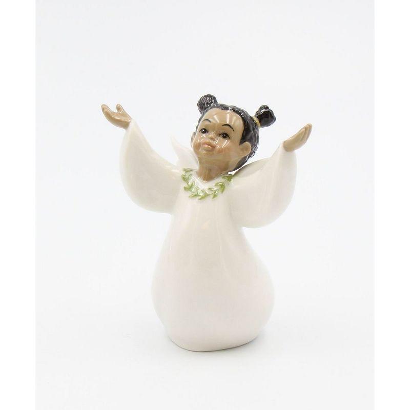 Ceramic White Guardian Angel Figurine, 3.25" x 1.88" x 3.63"