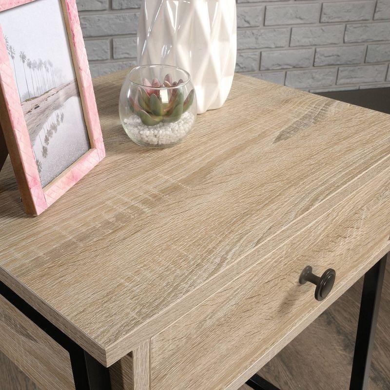 North Avenue Nightstand Charter Oak - Sauder: Metal Frame, Mid-Century Modern, Storage Drawer