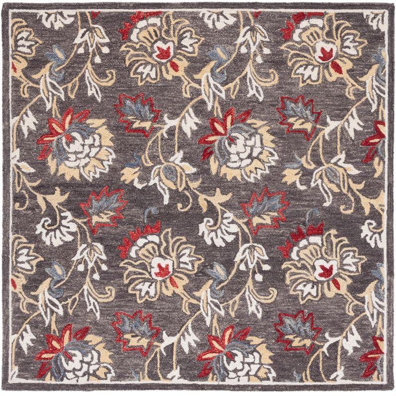 Blossom BLM276 Hand Tufted Area Rug - Dark Grey/Yellow - 6'x6' - Safavieh.