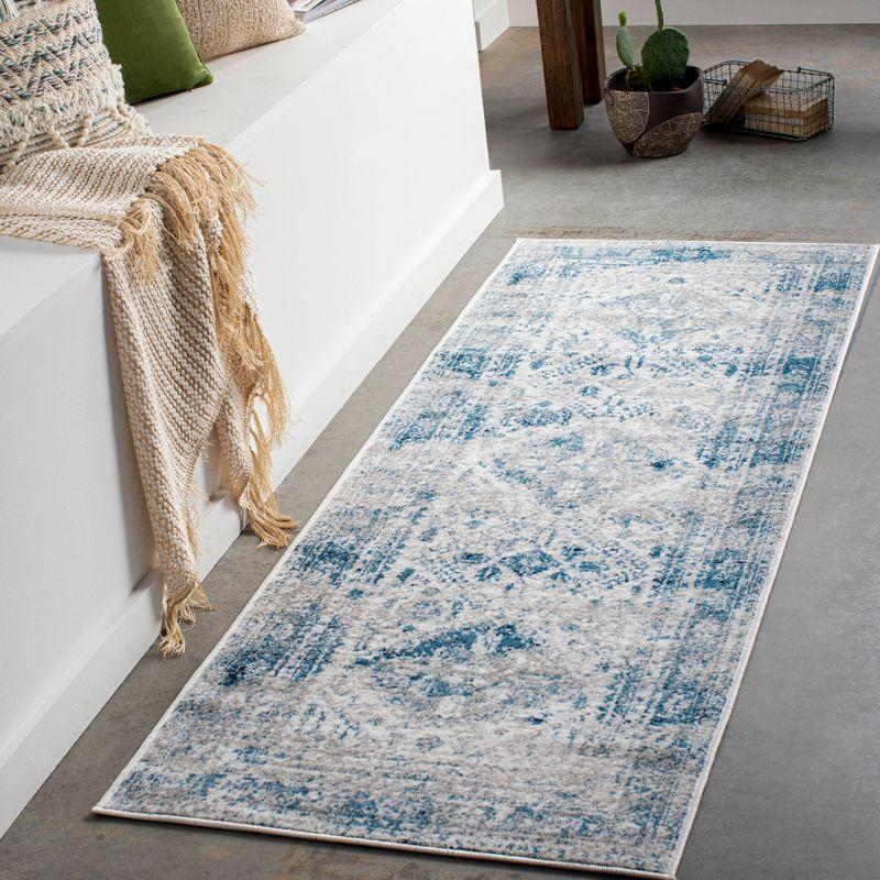 Livabliss 2'7"x7'3" Melissa Traditional Runner Rugs Blue: Medium Pile, Fade & Stain-Resistant, Indoor Use