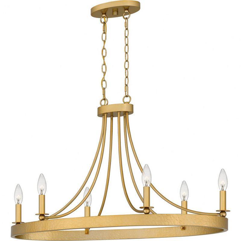 Aspyn Light Gold Embossed Pebble Detail 6-Light Island Chandelier