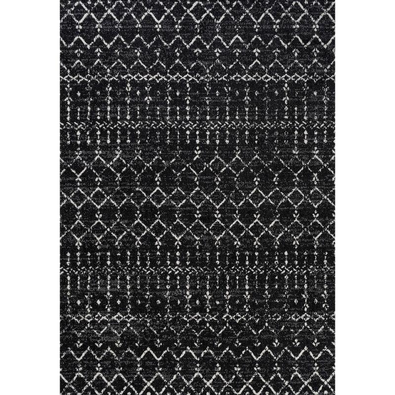 JONATHAN Y Moroccan HYPE Boho Vintage Diamond Black/Ivory 8 ft. x 10 ft. Area Rug