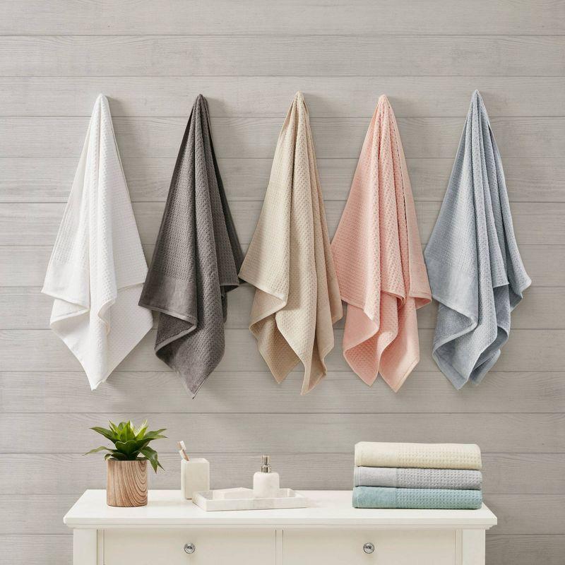 Madison Park Spa Waffle Cotton Jacquard Antimicrobial Bath Towel 6 Piece Set