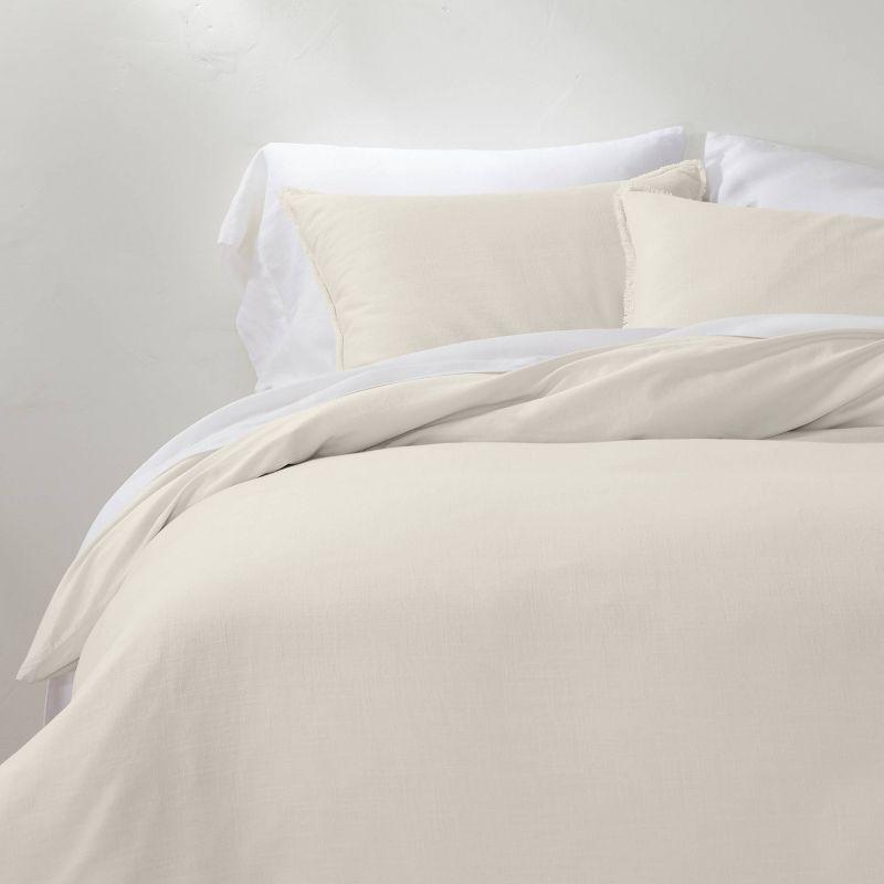 King Natural Cotton Linen Blend Duvet Cover Set