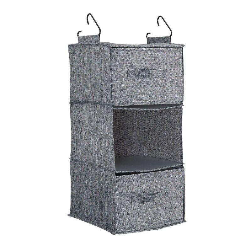 Graphite 3-Shelf Hanging Closet Organizer with Hooks