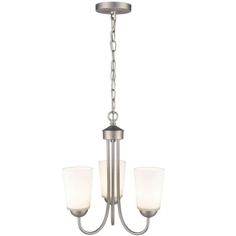 Ivey Lake Satin Nickel 3-Light Chandelier with Etched Glass Shades