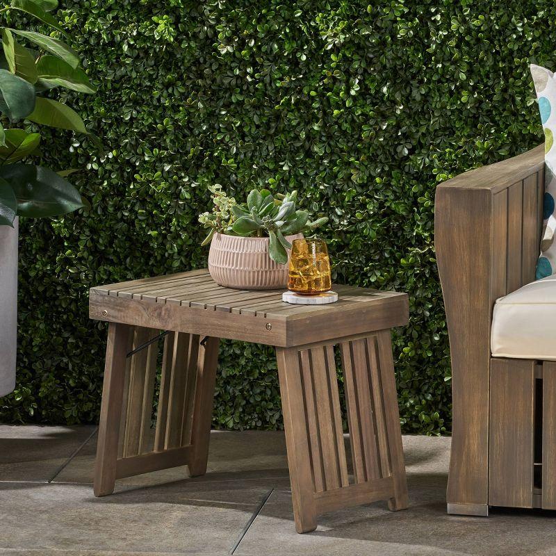 Kyoto Acacia Wood Folding Side Table: Compact, Water-Resistant Patio Furniture - Christopher Knight Home