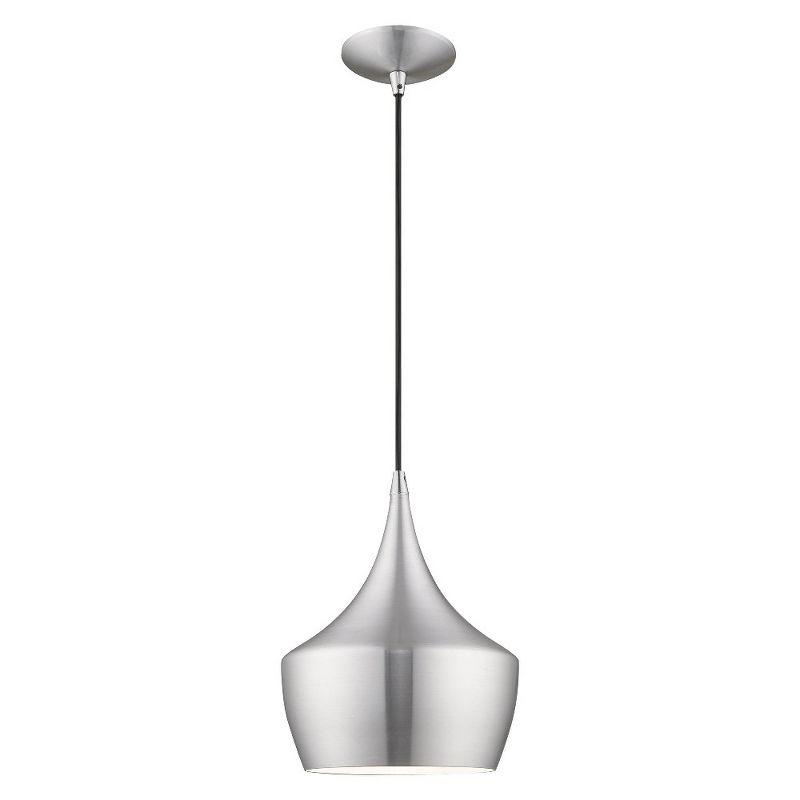 Mini Brushed Aluminum 1-Light Pendant for Indoor/Outdoor