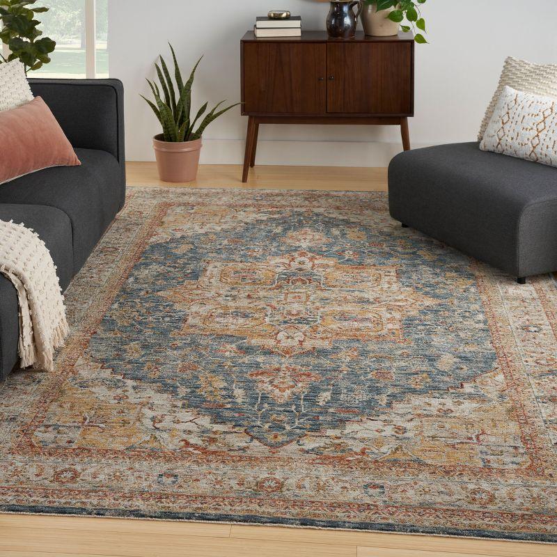Nourison Petra Vintage Medallion Indoor Rug Ivory Blue 9'3" x 12'7"