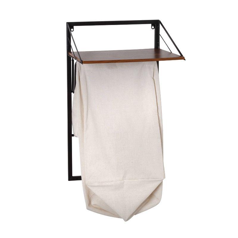 Honey-Can-Do Laundry Shelf + Hamper Combo with Wood Walnut