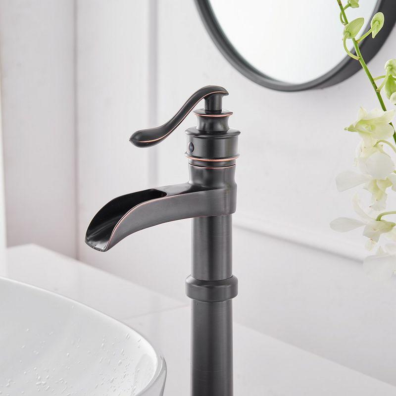 Oil Rubbed Bronze Waterfall Vessel Bathroom Faucet with Pop-Up Drain