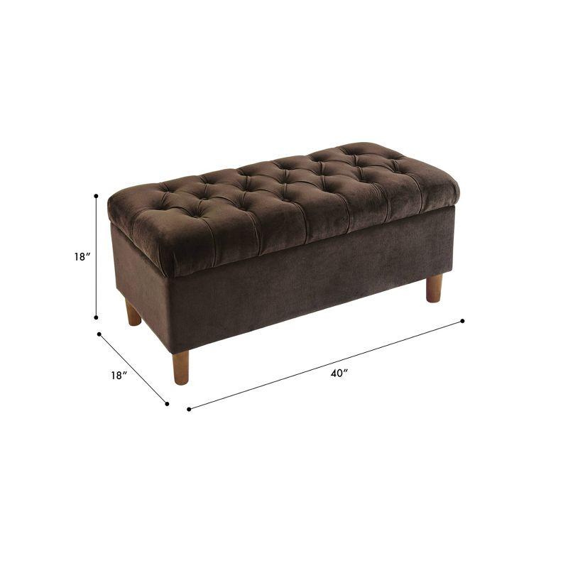 Button Tufted Storage Bench with Cone Wood Legs - HomePop