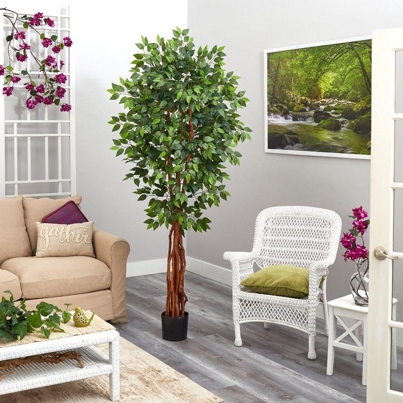 Nearly Natural 6.5-ft Super Deluxe Ficus Artificial Tree with Natural Trunk