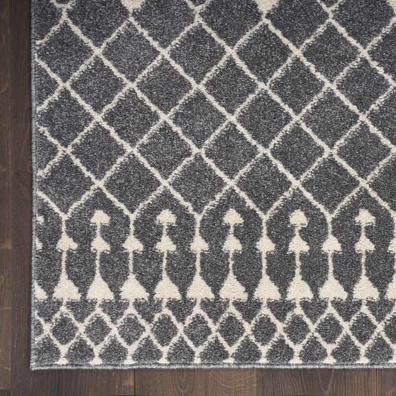 Moroccan Geometric Easy-Care Beige & Grey Synthetic Rug