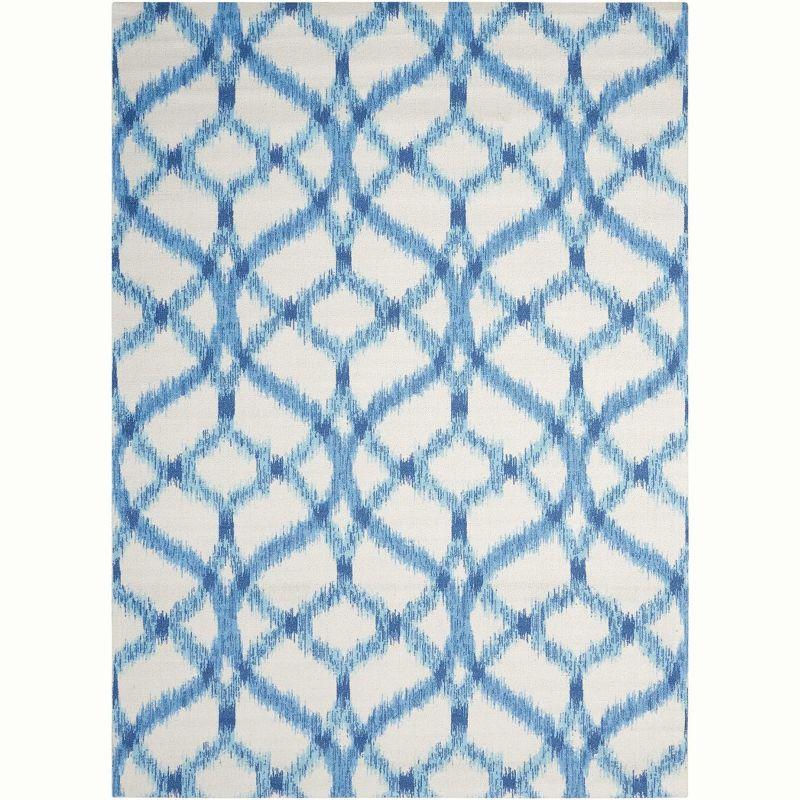 Waverly Sun & Shade "Izmir Ikat" Aegean Indoor/Outdoor Area Rug by Nourison SND05 4'3" x 6'3"