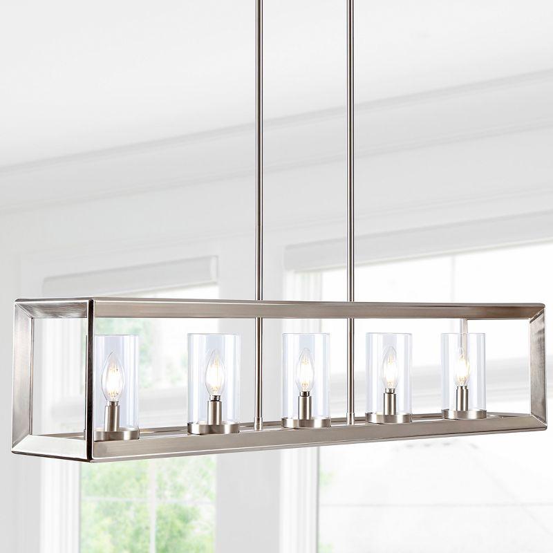 JONATHAN Y Anna Linear 5-light Metal/Glass LED Pendant