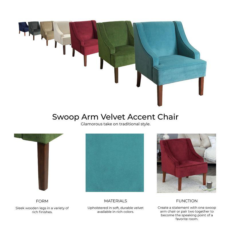 Velvet Swoop Armchair Forest Green - HomePop: Elegant Side Arms, Wood Legs, 250lb Capacity