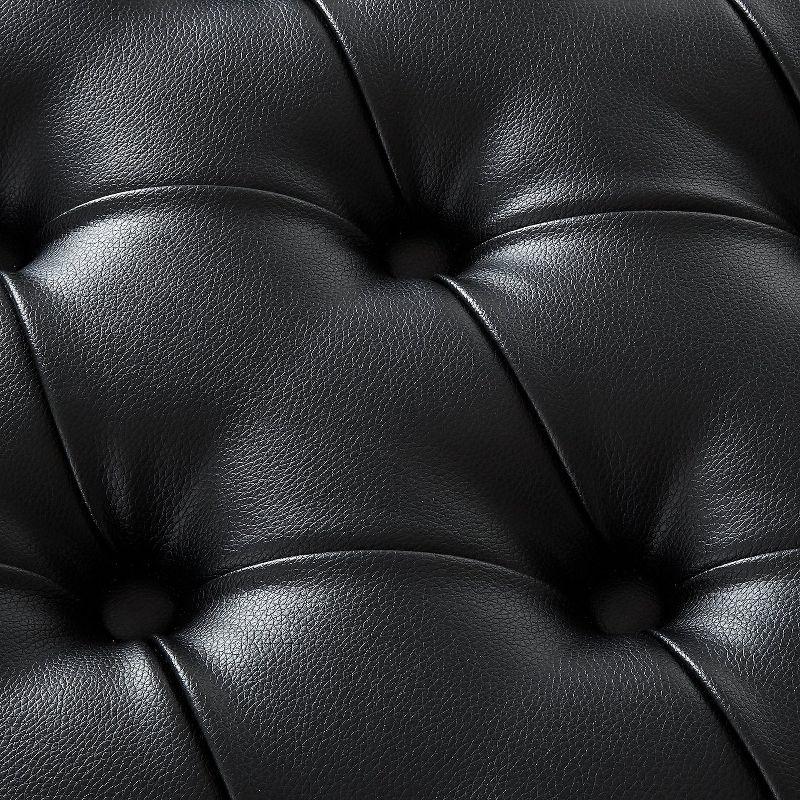 Inspired Home Coco PU Leather Oversized Button Tufted with Silver Nailhead Trim Clear Acrylic Leg Cocktail Ottoman, Espresso