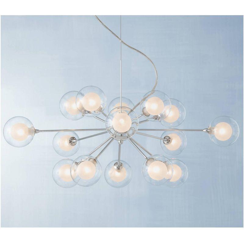 Possini Euro Design Spheres Chrome Chandelier 30" Wide Mid Century Modern Sputnik Glass Shade 15-Light Fixture for Dining Room House Kitchen Island
