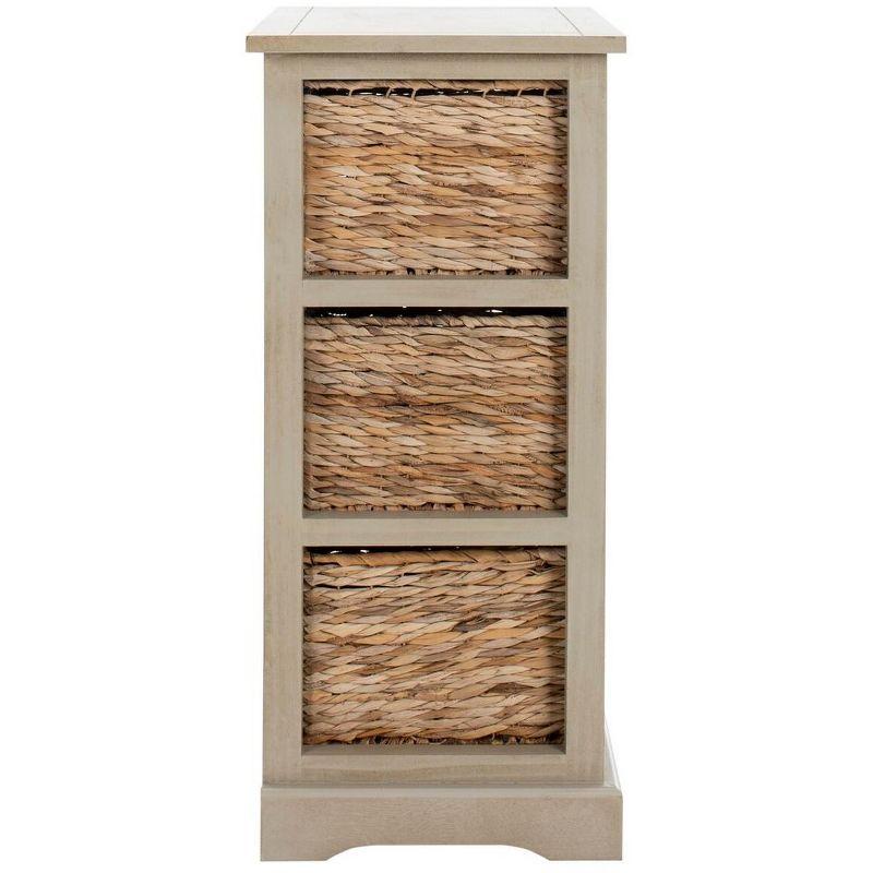 Halle 3 Wicker Basket Storage Side Table - Vintage Grey - Safavieh.
