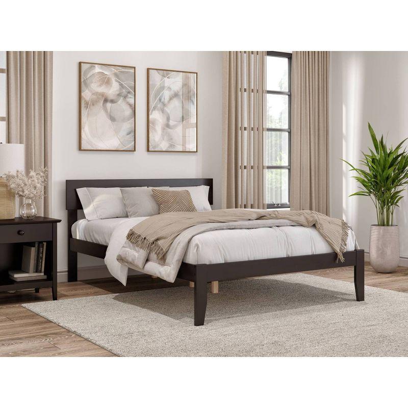 Espresso Full Wood Platform Bed with Slats and Headboard