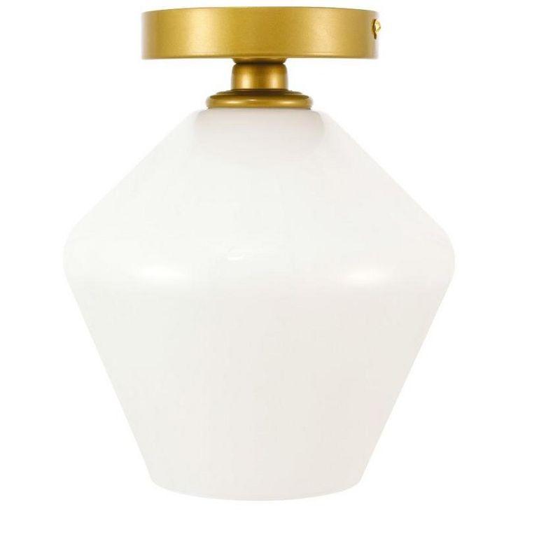 Elegant Lighting Gene 1 light Brass and Frosted white glass Flush mount