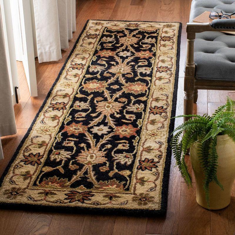 Handmade Black and Ivory Wool Tufted Runner Rug