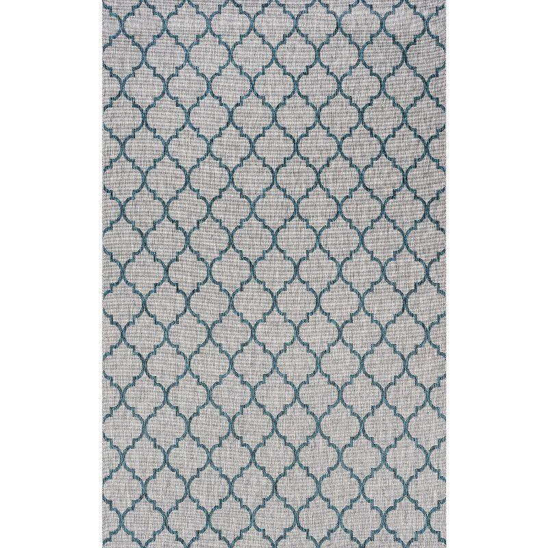 Moroccan-Inspired Gray/Teal Trellis 8'x10' Synthetic Area Rug