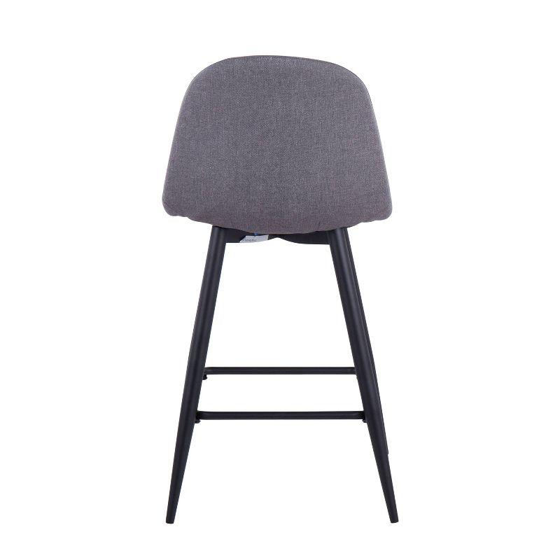 Set of 2 Pebble Counter Height Barstools Black/Charcoal - LumiSource: Upholstered, Metal Frame, Footrest