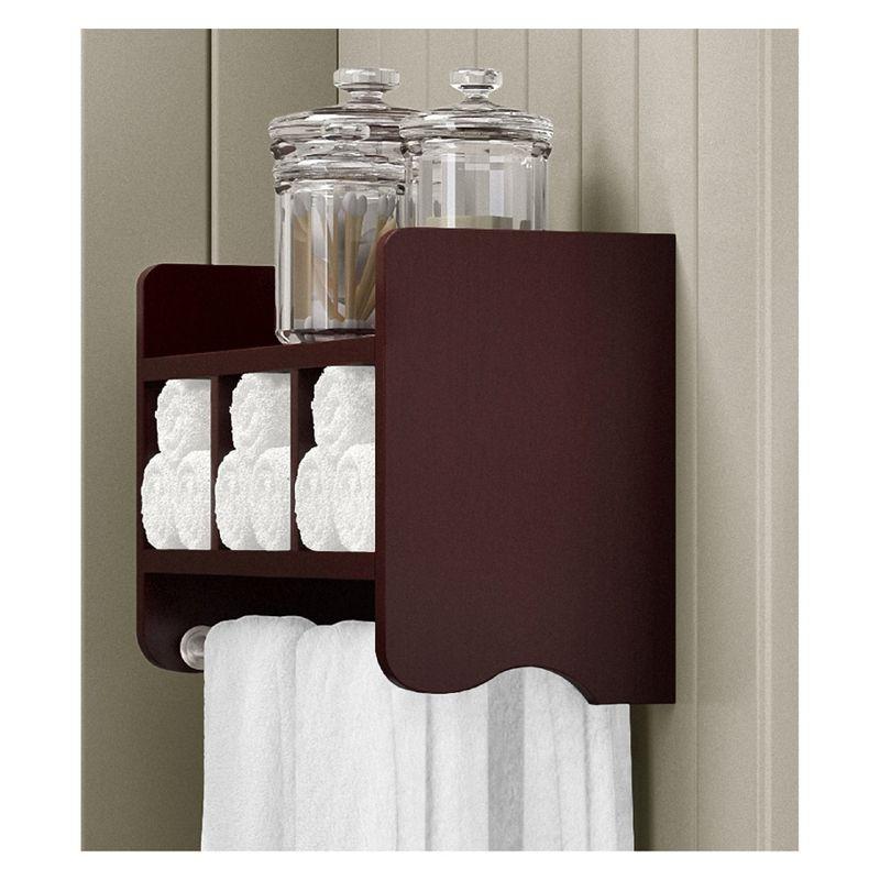 Alaterre Furniture Decorative Wall Cabinet Espresso Brown 25": Hardwood Bathroom Furniture with Towel Bar