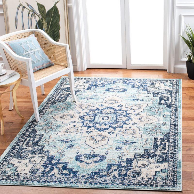 Teal and Navy Rectangular Synthetic Flat Woven Area Rug