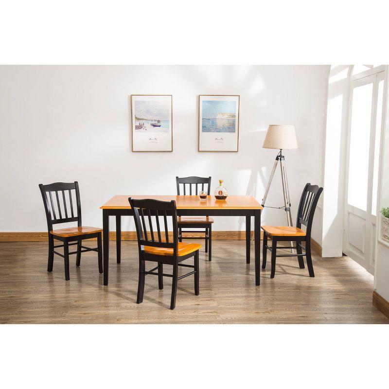 5pc Shaker Dining Set Wood/Black/Oak - Boraam: Solid Hardwood, Non-Extension, Rectangle Table