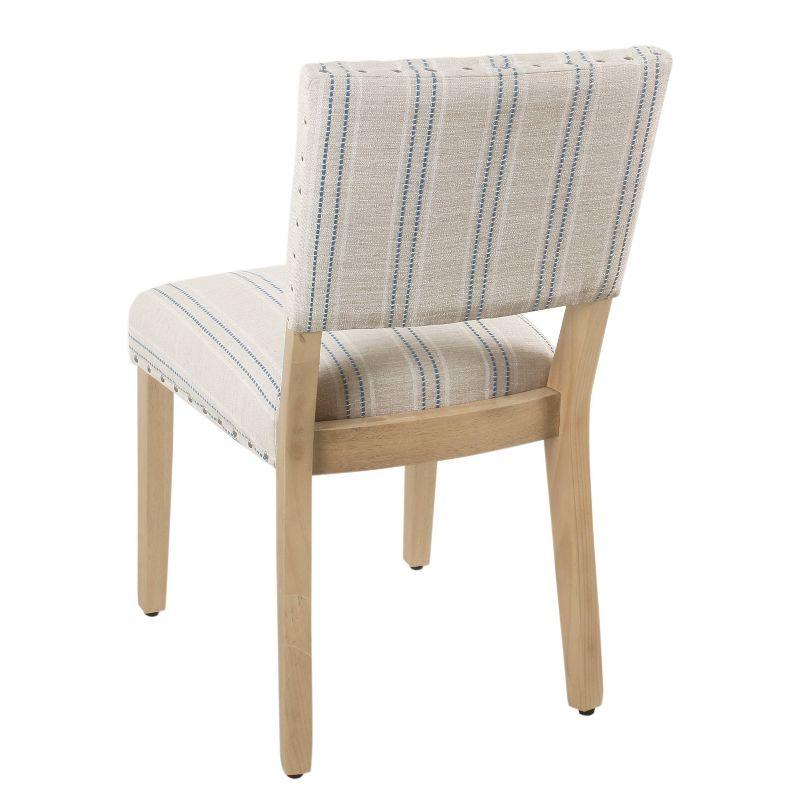 Classic Farmhouse Linen Upholstered Side Chair in Blue, Set of 2