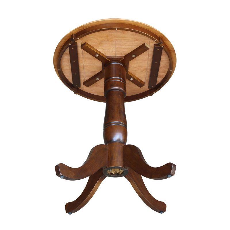 30" Round Top Pedestal Counter Height Table Cinnamon/Brown - International Concepts: Solid Wood, Seats 4