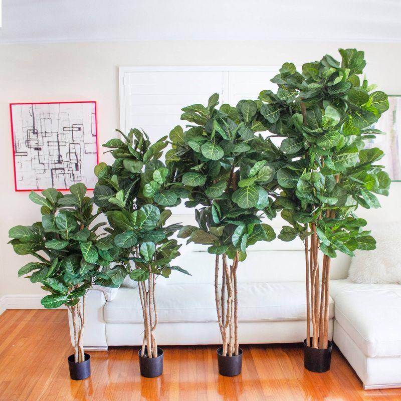 Nearly Natural 6' Fiddle Leaf Fig Tree: Indoor Faux Plant with Plastic Pot, Unlit Full Shape