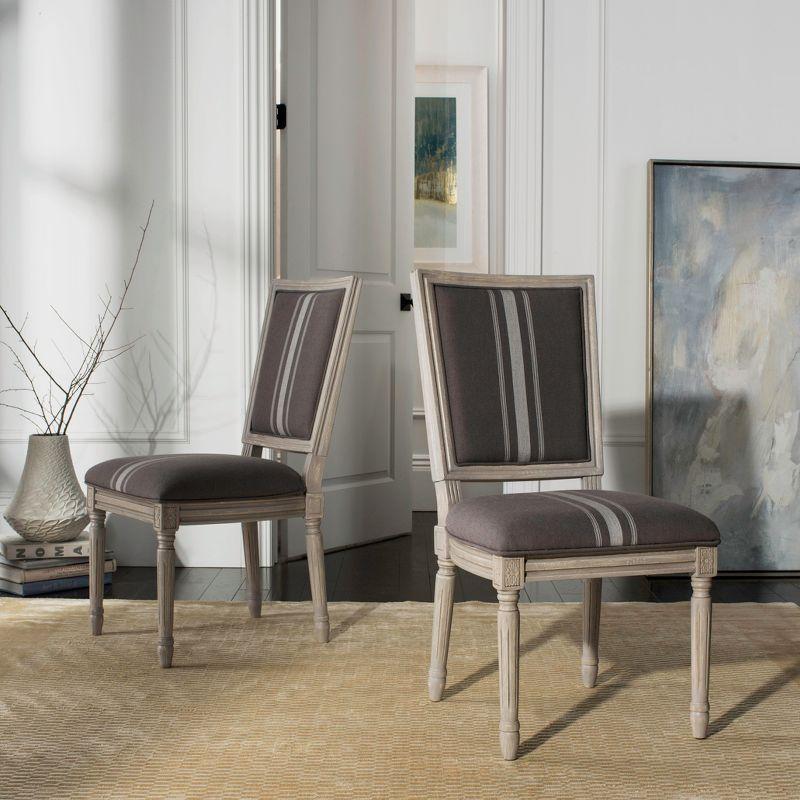 Elegant Transitional Grey Linen Upholstered Side Chair Set