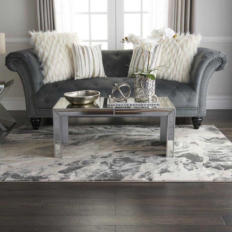 Cosmopolitan Chic Abstract Grey Synthetic 5' x 7' Area Rug