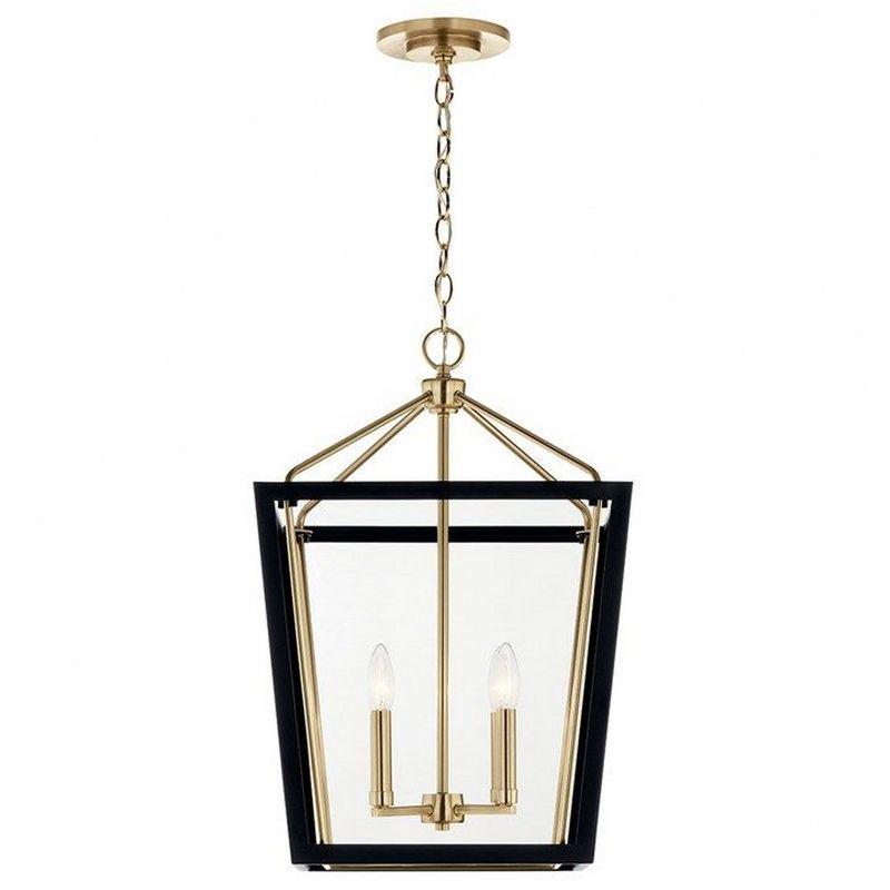 Delvin 24 Inch 4 Light Pendant with Clear Glass in Champagne Bronze and Black