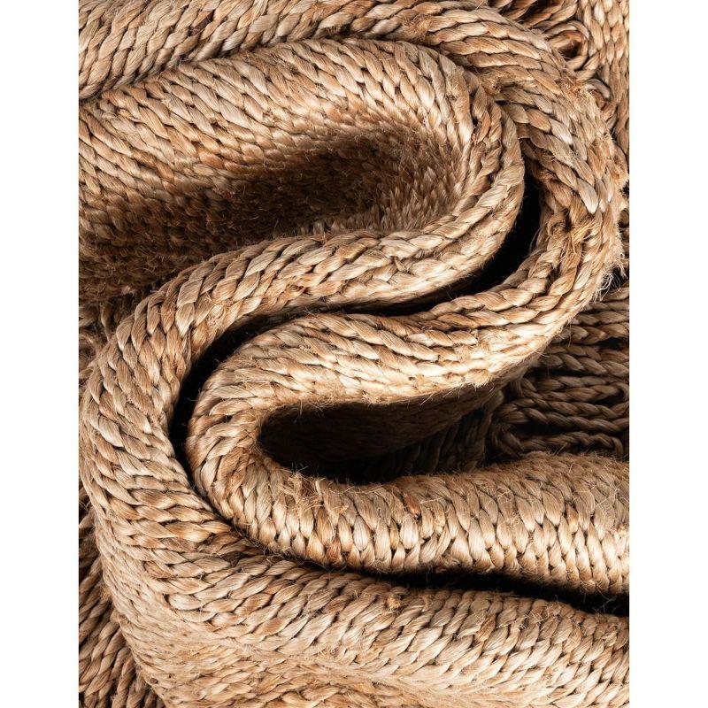 Unique Loom Braided Jute Floral Solid Indoor Braided Area Rug