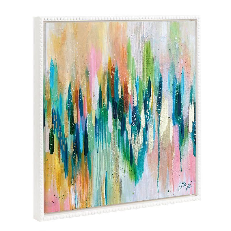 22"x22" Colorful Abstract Brushstroke Canvas with Beaded Frame