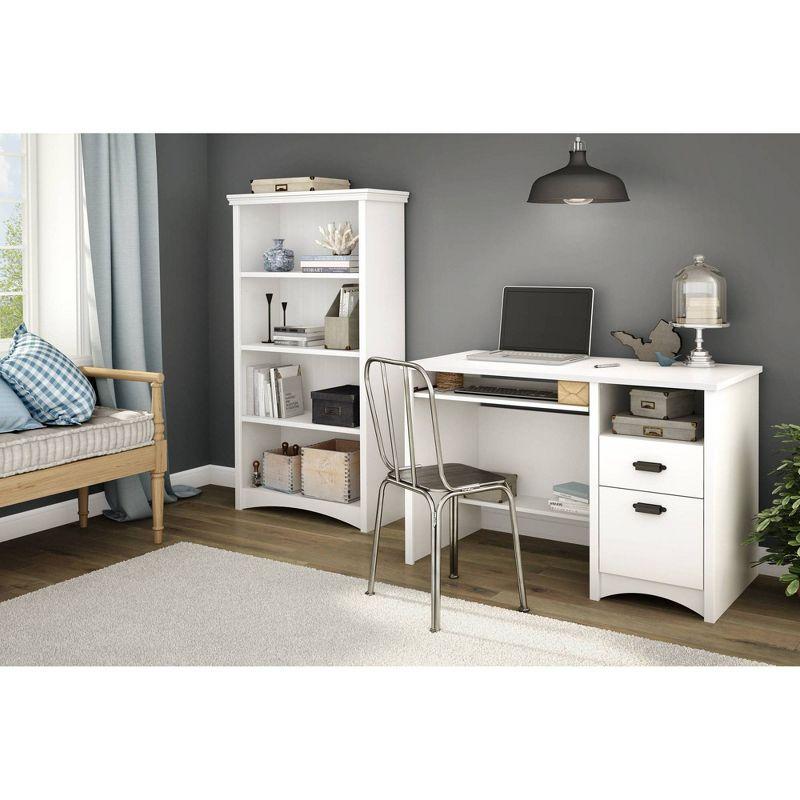 Gascony Wood Computer Desk with Drawers Pure White - South Shore