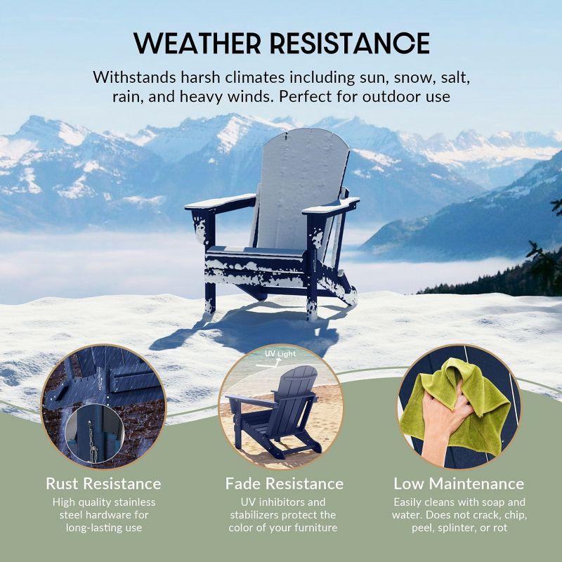 WestinTrends Malibu HDPE Outdoor Folding Poly Adirondack Chair (Set of 2), Navy Blue
