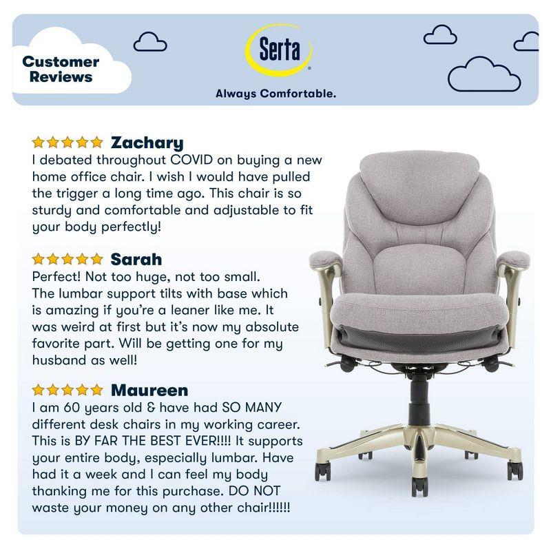 Works Executive Office Chair Light Gray : Serta, Ergonomic, Pneumatic Height Adjustment, Bonded Leather