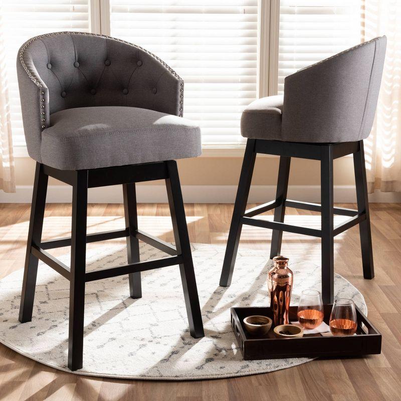 Set of 2 Theron Swivel Barstools Gray - Baxton Studio